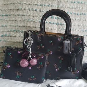 RARE Cherry print Rogue 25, wristlet, and charm